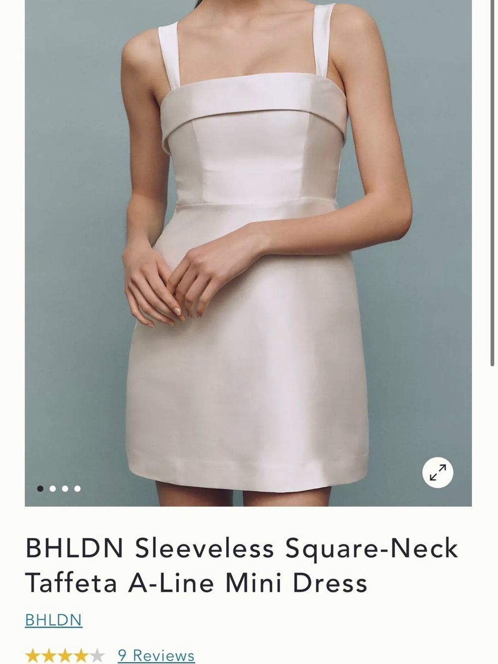 BHLDN Sleeveless Square-Neck Taffeta A-Line Mini Dress